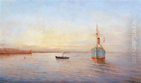 In The Harbour Of Odessa Oil Painting by Filip Filipovich Klimenko