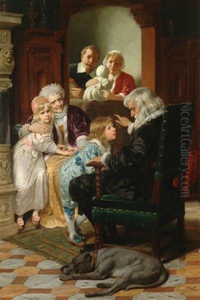 Grandparents' Visit Oil Painting by Eugen Johann Georg Klimsch