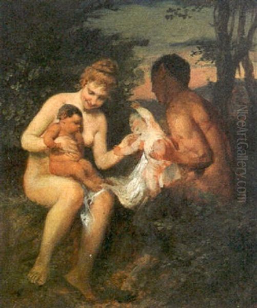 Satyrfamilie Oil Painting by Eugen Johann Georg Klimsch