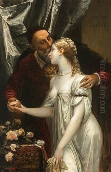 Titian And Lavinia Oil Painting by Ernst Klimt