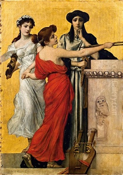 Three Muses Oil Painting by Ernst Klimt