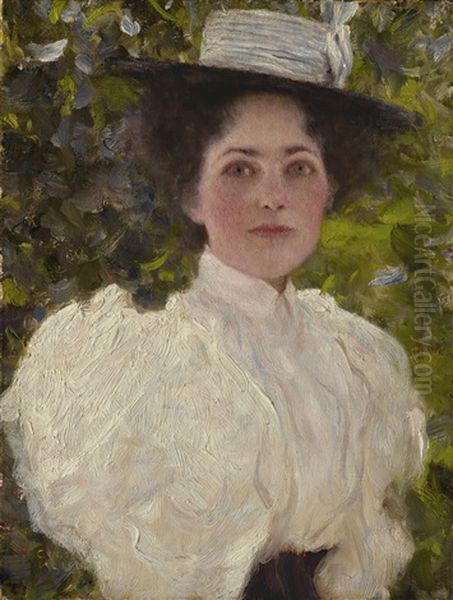 Madchen Im Grunen (girl In The Foliage) Oil Painting by Gustav Klimt