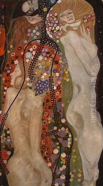 Water Serpents Ii (painted By Koeck) Oil Painting by Gustav Klimt