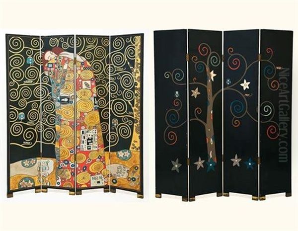 Accomplissement (on 4 Panels) Oil Painting by Gustav Klimt