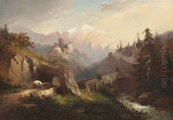 Berglandschaft Oil Painting by Fritz Klingelhoefer