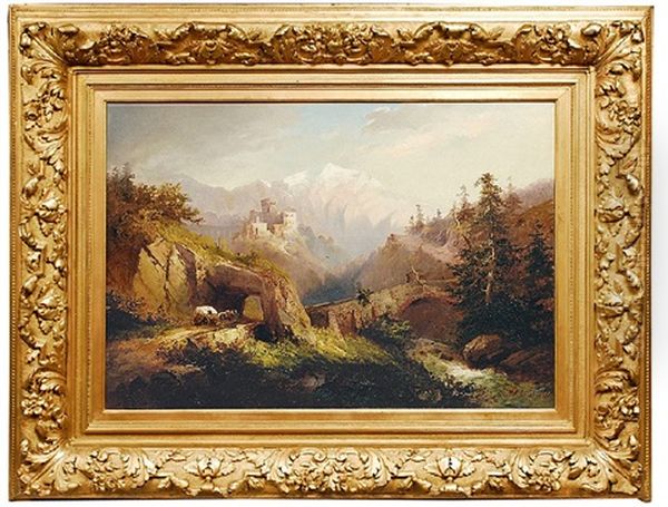 Tiroler Berglandschaft Mit Burg Oil Painting by Fritz Klingelhoefer