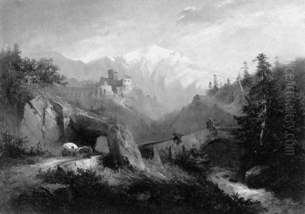 Romantische Landschaft In Tirol Oil Painting by Fritz Klingelhoefer