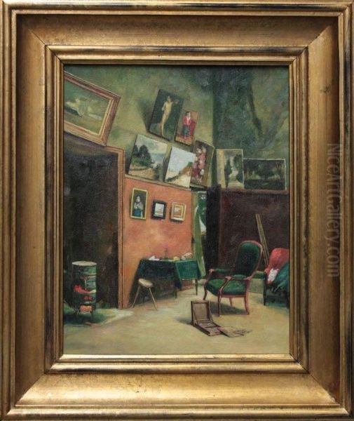 Studio In The Rue De Furstenberg,unsigned Oil Painting by Frederic Bazille