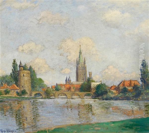 Rheinische Stadtansicht Mit Dom Oil Painting by Richard Klingen