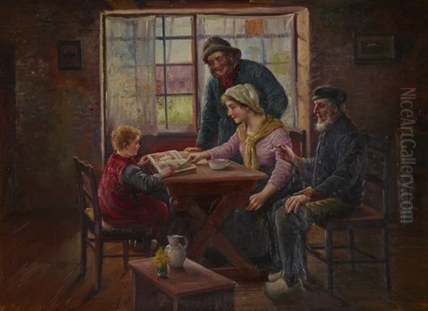 La Lecture Oil Painting by Rudolf Klingsboegl