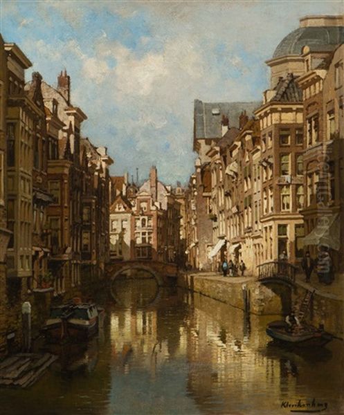 The Steigergracht In Rotterdam Oil Painting by Johannes Christiaan Karel Klinkenberg