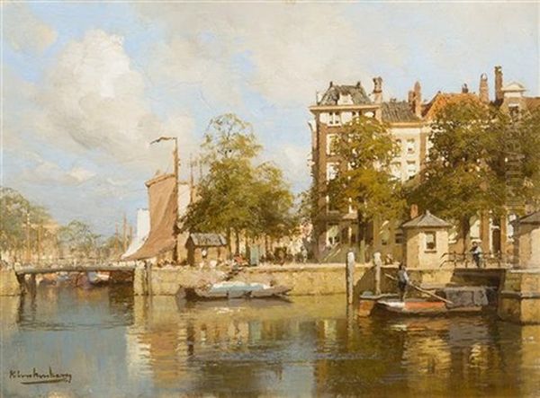 View Of Amsterdam Oil Painting by Johannes Christiaan Karel Klinkenberg