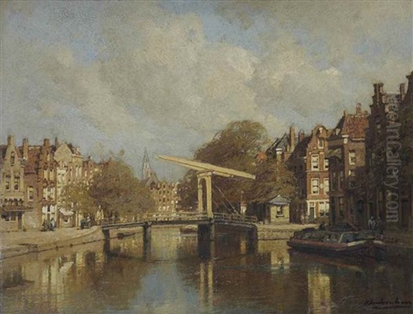 A View Of Delfshaven, Rotterdam Oil Painting by Johannes Christiaan Karel Klinkenberg