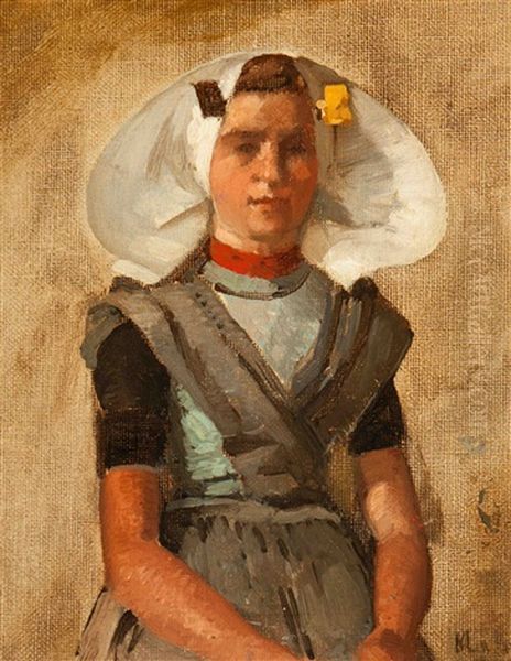 Woman In Regional Dress From Zeeland Oil Painting by Johannes Christiaan Karel Klinkenberg