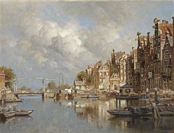 The Haagse Veer, Rotterdam Oil Painting by Johannes Christiaan Karel Klinkenberg