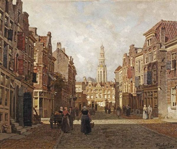 A View Of Middelburg With The Lange Jan by Johannes Christiaan Karel Klinkenberg