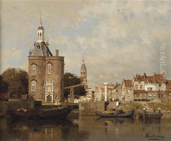 Haven Van Enkhuizen Oil Painting by Johannes Christiaan Karel Klinkenberg