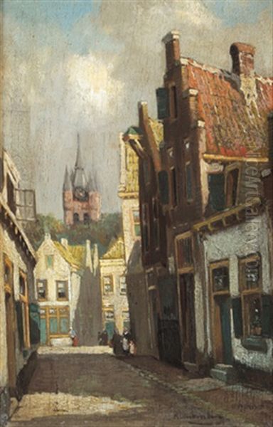 Ansicht Einer Hollandischen Stadt Oil Painting by Johannes Christiaan Karel Klinkenberg