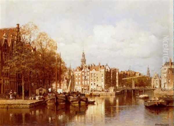 Amsterdam Oil Painting by Johannes Christiaan Karel Klinkenberg