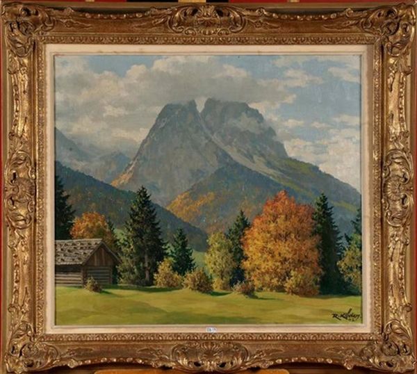 Vue De La Montagne Zugspitze Oil Painting by Rudolf Emil Kloeden