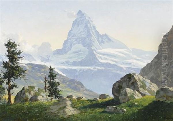 Matterhorn Im Sonnenschein Oil Painting by Rudolf Emil Kloeden