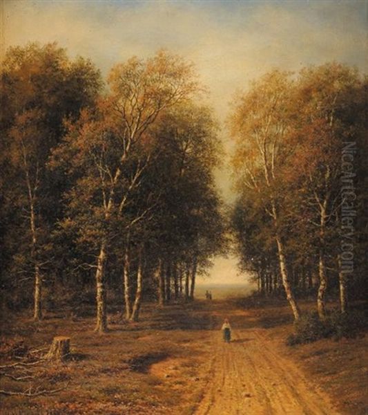 Paysanne Sur Un Chemin Oil Painting by Mikhail Konstantinovich Klodt von Jurgensburg