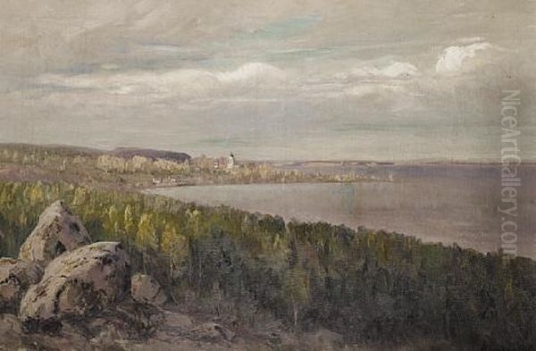 Coastal Landscape With A Church On The Horizon Oil Painting by Nikolai Alexandrovich Klodt