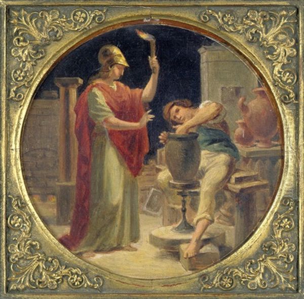 Minerva Inspiriert Einen Topfer Oil Painting by August Karl Friedrich von Kloeber