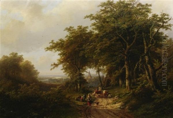 Blick Ins Rheintal Oil Painting by Johann Bernard Klombeck