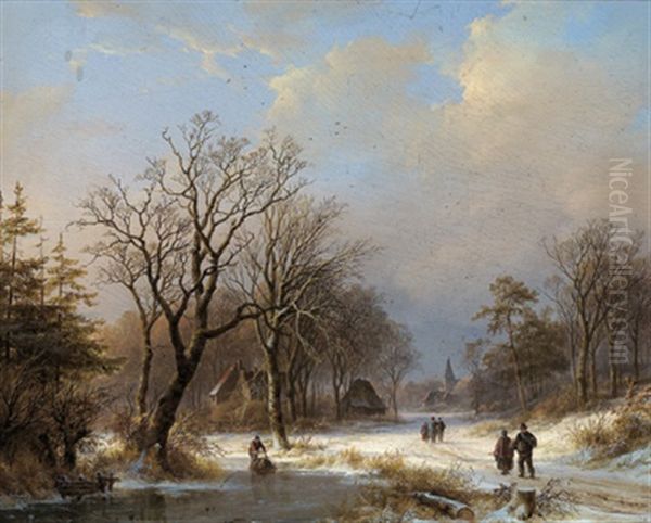 Ein Wintertag Oil Painting by Johann Bernard Klombeck