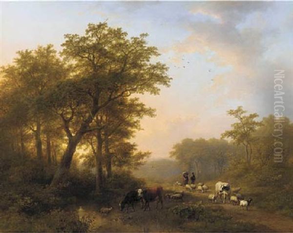 Guiding The Flock Oil Painting by Johann Bernard Klombeck