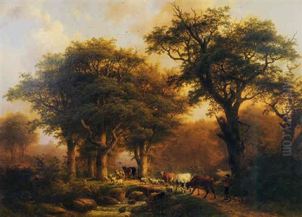 Pastoral Landscape Oil Painting by Johann Bernard Klombeck