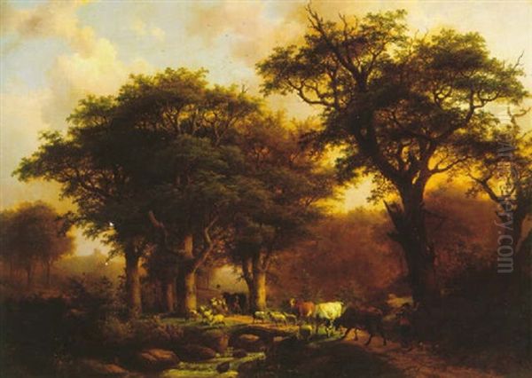 Pastoral Landscape Oil Painting by Johann Bernard Klombeck