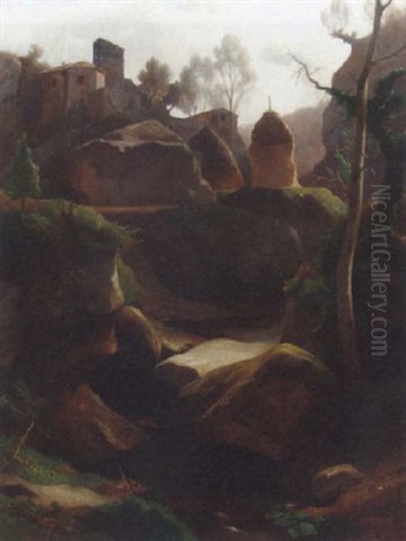 Gehoft Auf Einem Felsen Oil Painting by Wilhelm Klose