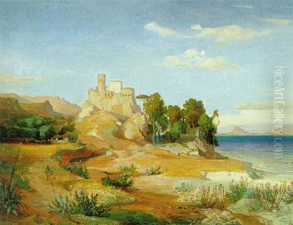 Sizilianische Kustenlandschaft Bei Alessio Oil Painting by Wilhelm Klose