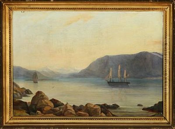 View From Reykjavik Bay Oil Painting by Frederik Theodor Kloss