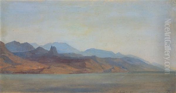 Calabrien, Die Kuste Vom Meer Aus Gesehen Oil Painting by Frederik Theodor Kloss