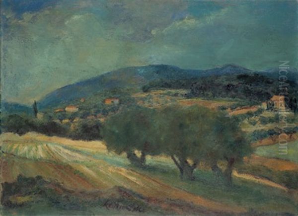 Landschaft In Der Provence Oil Painting by Erich Klossowski