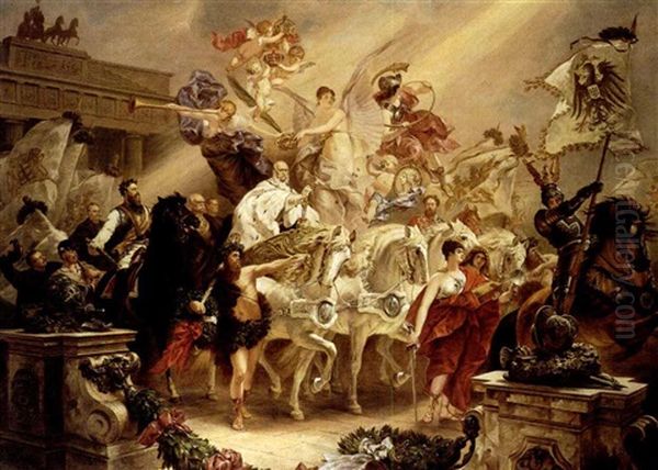 Triumph, A Celebration Of Victory In The Franco-prussian War Oil Painting by Carl Gustav Hermann Kluge