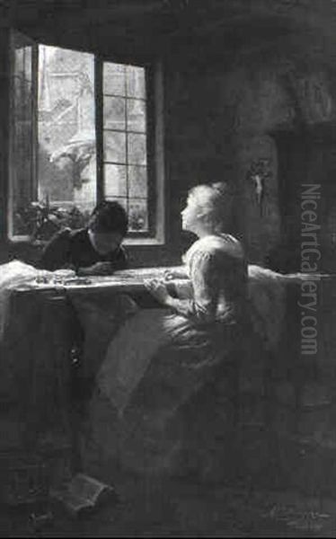 The Lace Makers Oil Painting by Anna Elisabeth Klumpke