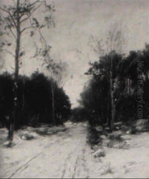 The Snowy Road: An Upstate New York View Oil Painting by Robert Kluth