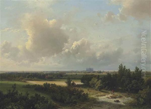 Gezigt In De Omstreken Van Haarlem: A Panoramic View Of Haarlem Oil Painting by Pieter Lodewijk Francisco Kluyver