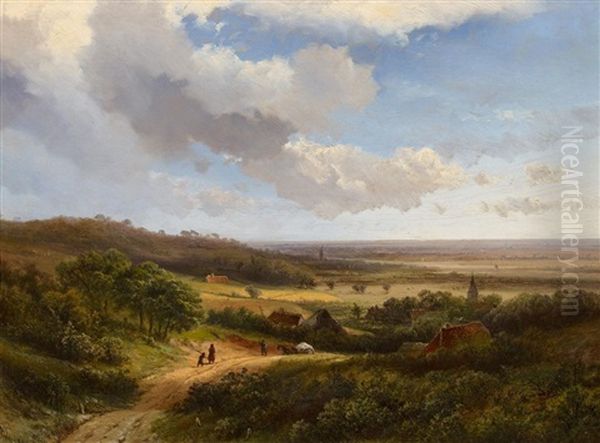 Weite Hollandische Landschaft Im Sommer Oil Painting by Pieter Lodewijk Francisco Kluyver