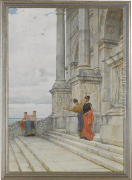 Pompeian Scene Oil Painting by Luigi Bazzani