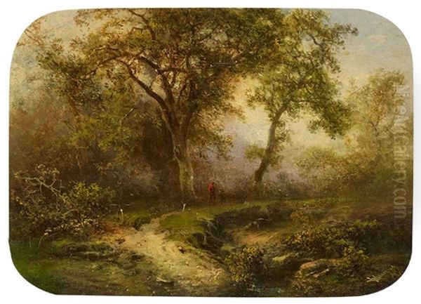 Im Herbstwald Oil Painting by Pieter Lodewijk Francisco Kluyver