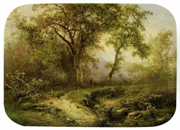 Im Herbstwald Oil Painting by Pieter Lodewijk Francisco Kluyver