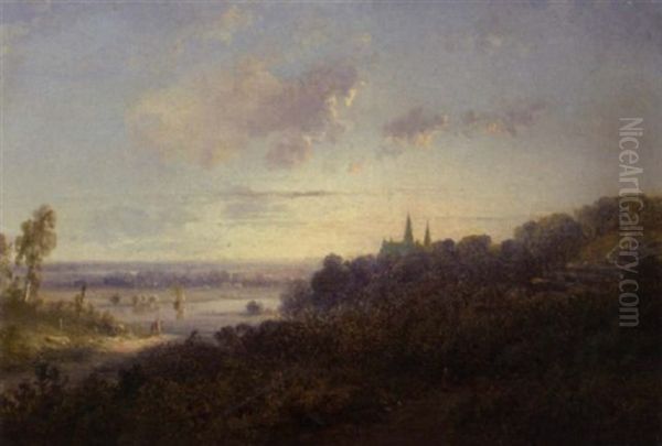 A Panoramic View Of Cleves Oil Painting by Pieter Lodewijk Francisco Kluyver