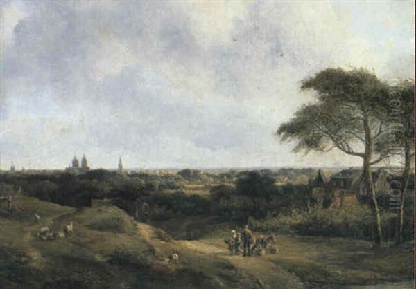 Blick Von Einer Anhohe Auf Kleve Oil Painting by Pieter Lodewijk Francisco Kluyver