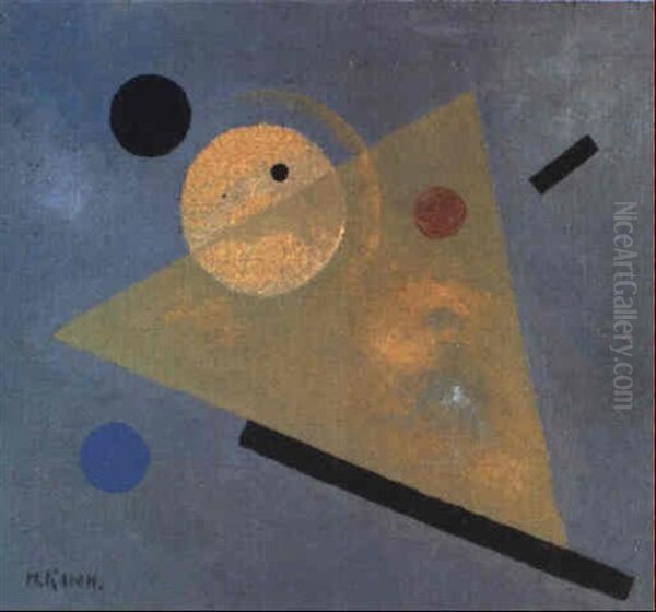 Composition With A Transparent Yellow Triangle Oil Painting by Ivan Vasilievich Klyun