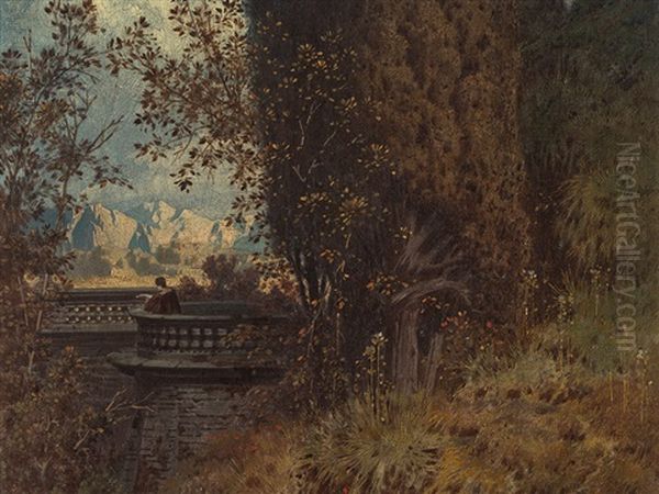 Southern Landscape With Cypressess by Ferdinand Knab